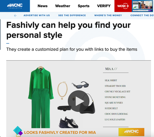 Article titled "Fashivly can help you find your personal style" with photo of an outfit included in a personal style guide